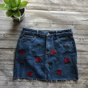 Pacsun Roses Jean Skirt